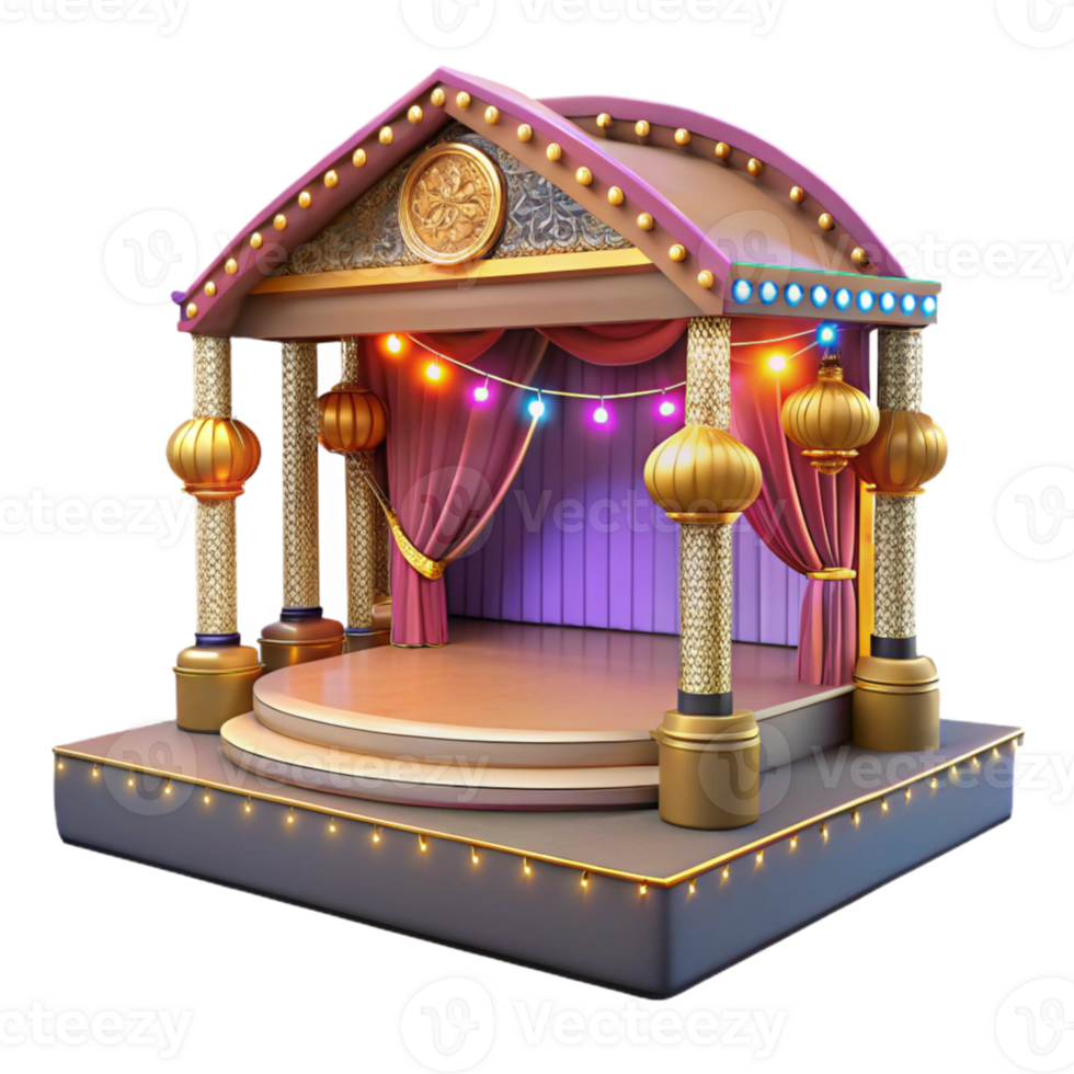 wonderful minimalist Decorated Stage Isolated with Bright Lights genuine png