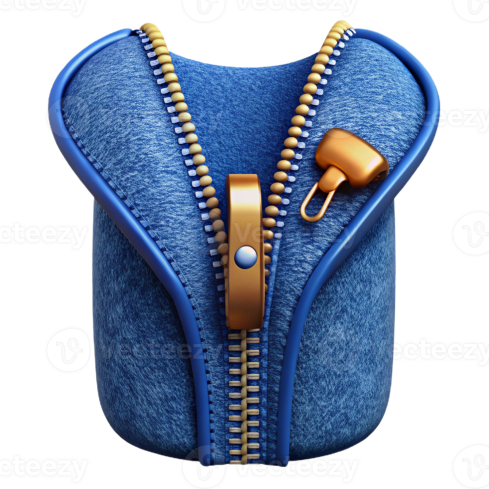elegant classic Deep Blue Denim Fabric Zipper Detail Cutout premium png