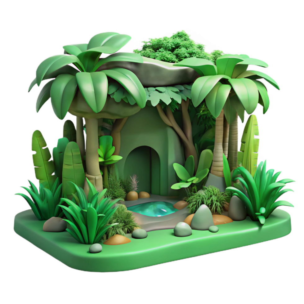extraordinary minimalist Deep Green Jungle Scene Cutout original png