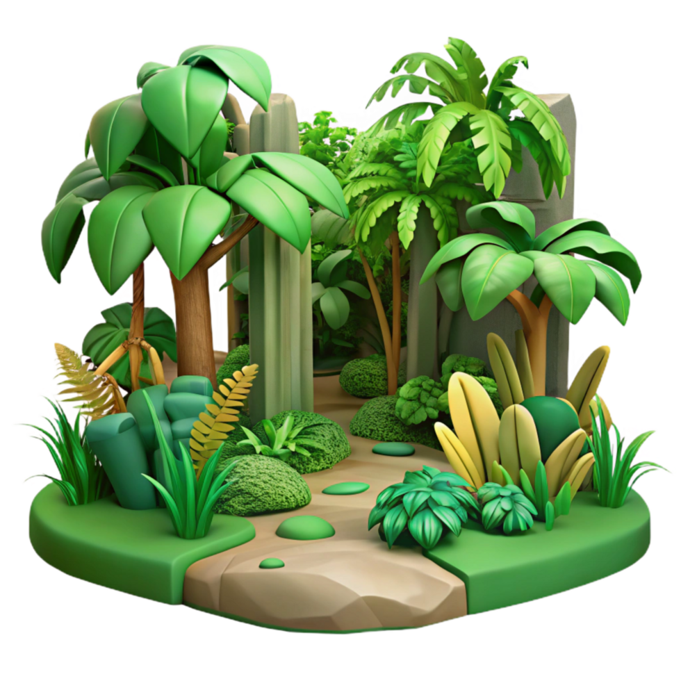 beautiful creative Deep Green Jungle Scene Cutout professional png