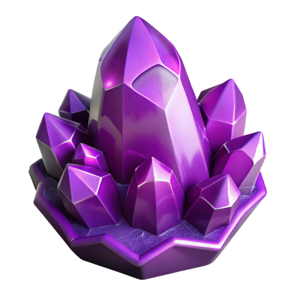 beautiful classic Deep Purple Crystal Cave Transparent Background genuine png
