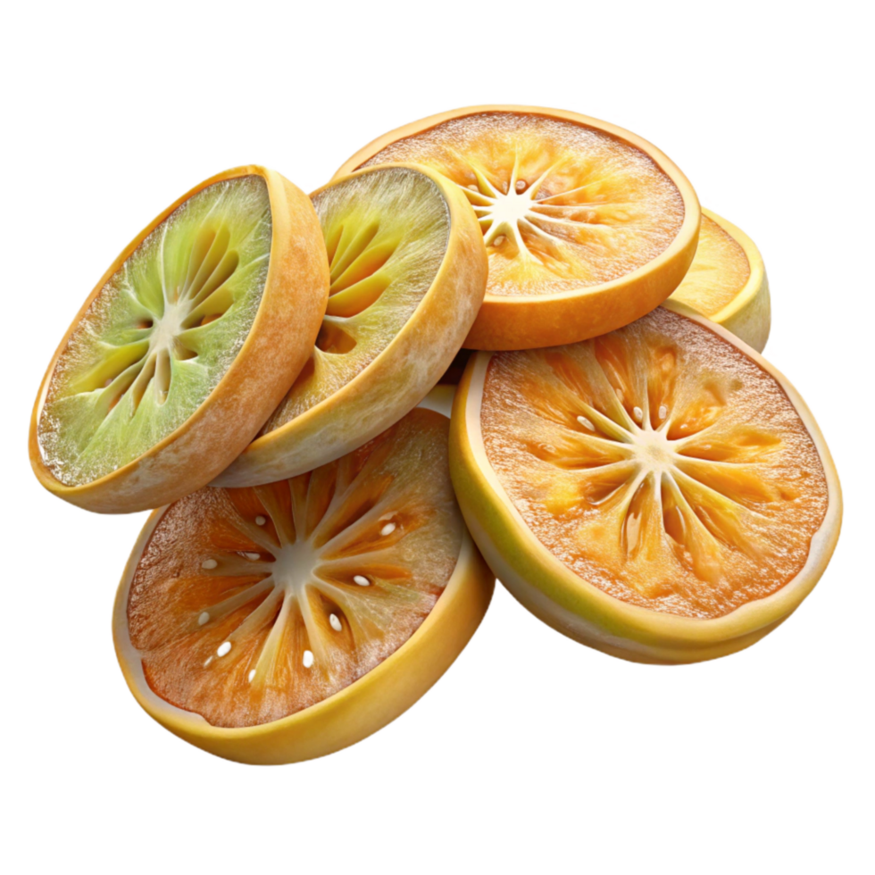 beautiful vintage Dehydrated Fruit Slices Close Up Transparent Background high quality png
