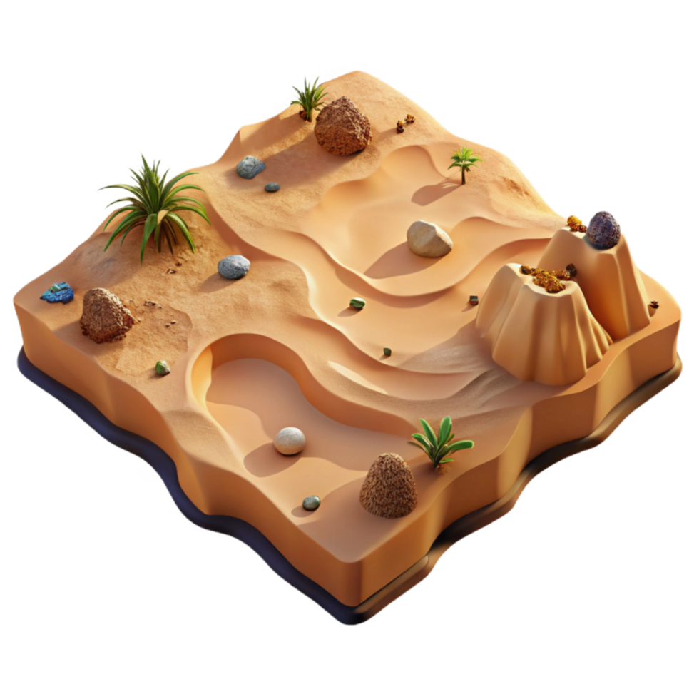 impressive vintage Desert Landscape Aerial View with Shadows Isolated detailed png