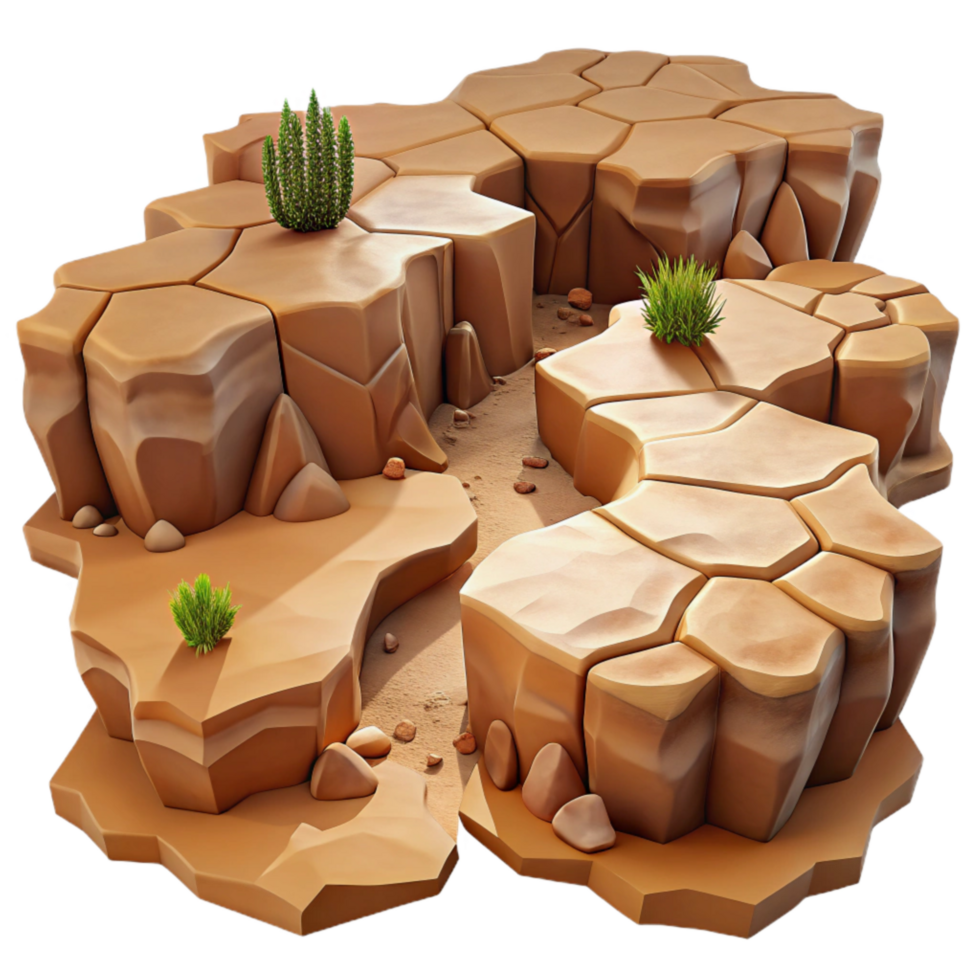 dramatic traditional Desert Canyon Through Cracked Ground Transparent Background high quality png