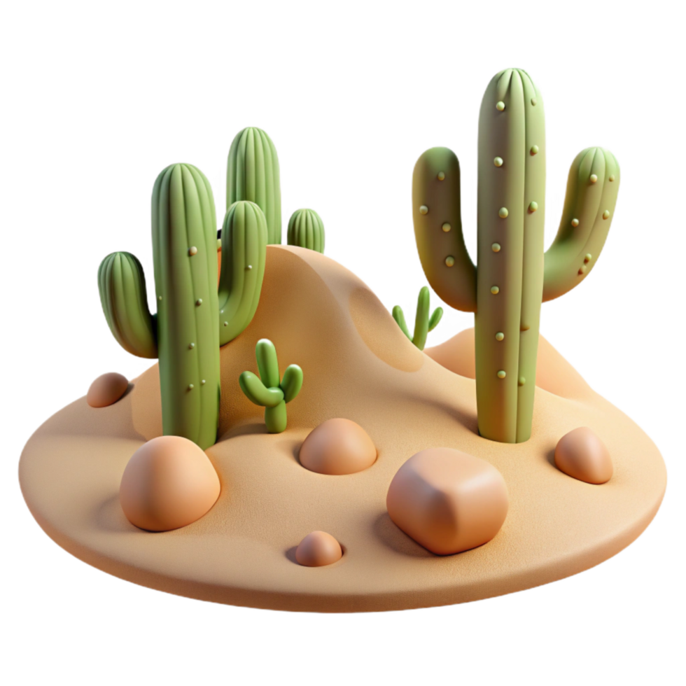 elegant abstract Desert Landscape with Cacti Cutout professional png