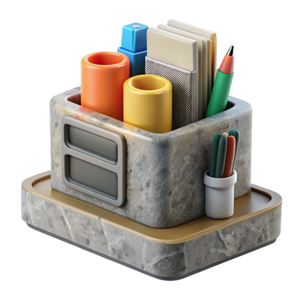 impressive creative Desk Organizer with Office Supplies Isolated exclusive png