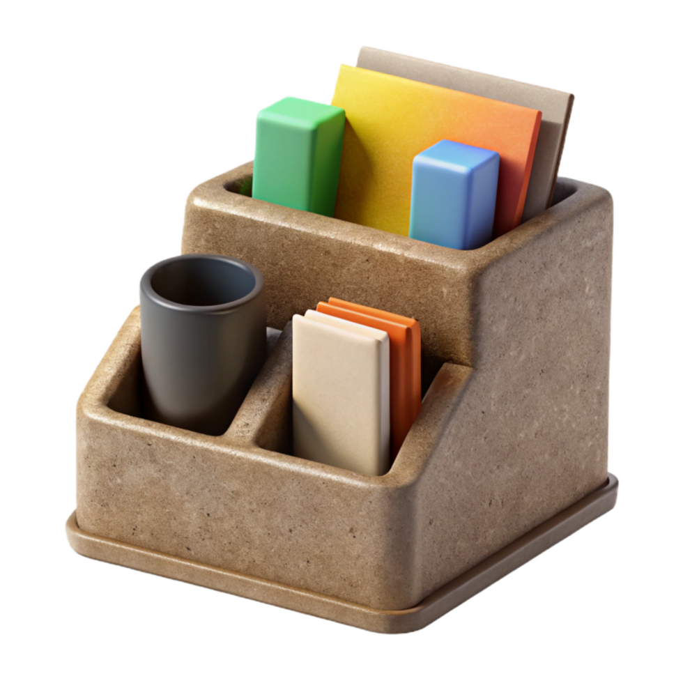 dramatic artistic Desk Organizer with Sticky Notes Isolated detailed png