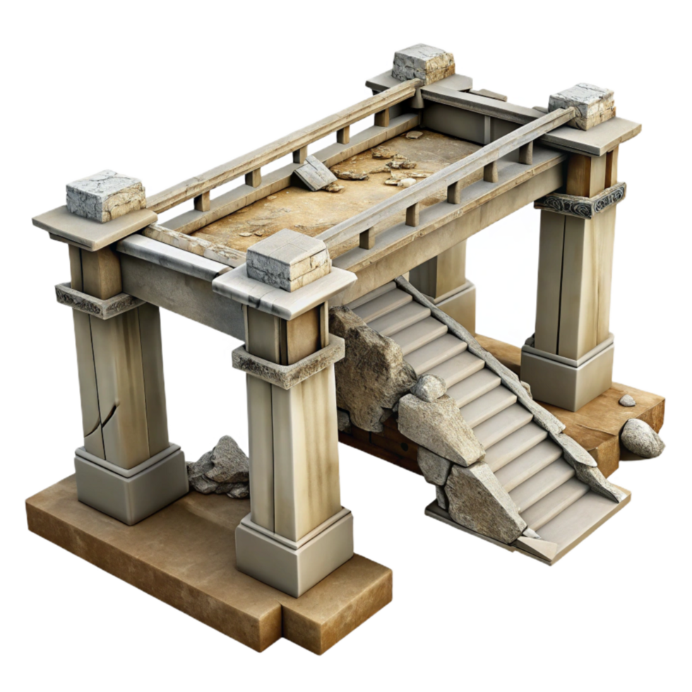 impressive minimalist Destroyed Bridge Section Isolated exclusive png