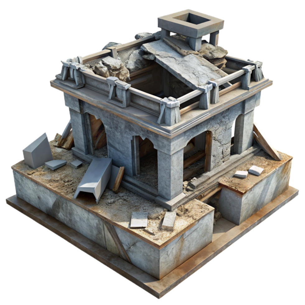 vibrant abstract Destroyed Building Rooftop Isolated exclusive png