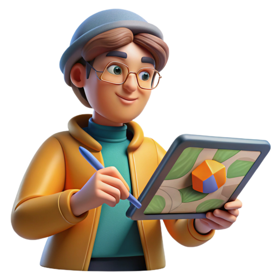 impressive artistic Digital Artist Using Ai Tool on Tablet Screen Isolated high quality png
