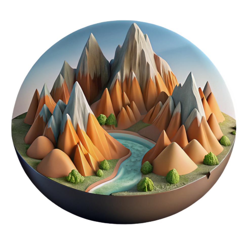 elegant contemporary Digital Art Landscape Mountain Range Cutout genuine png