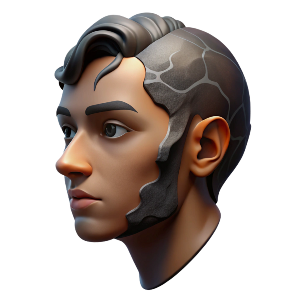 extraordinary modern Digital Art Portrait Face Profile Black Cutout 4K png