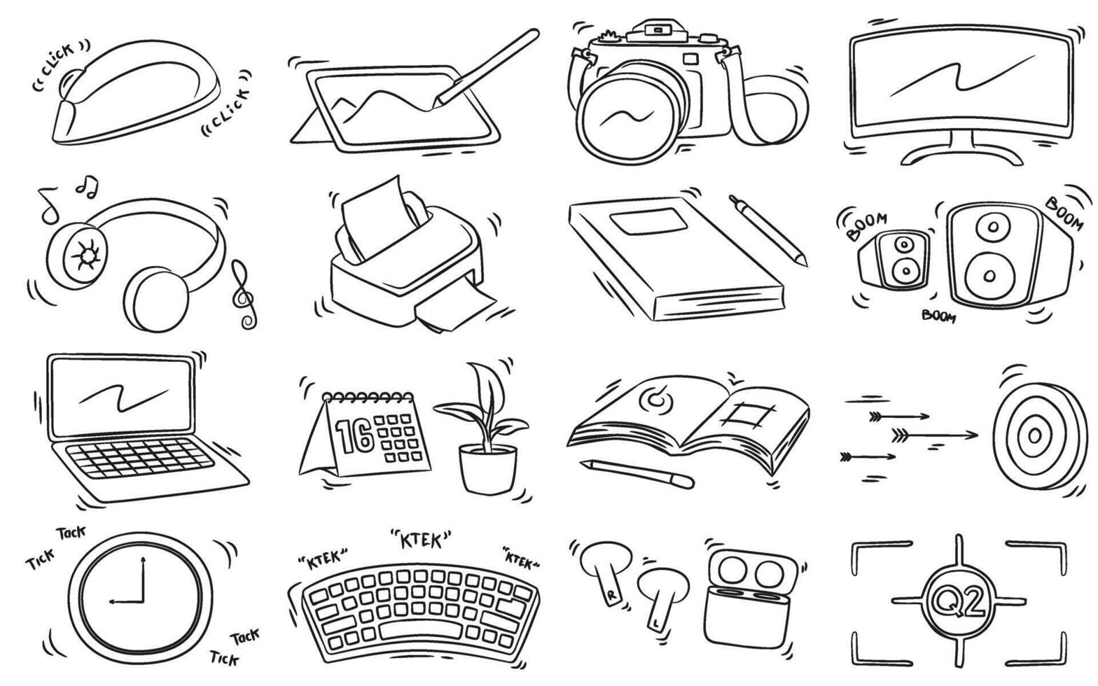 Office Stuffs Hand Drawing vector
