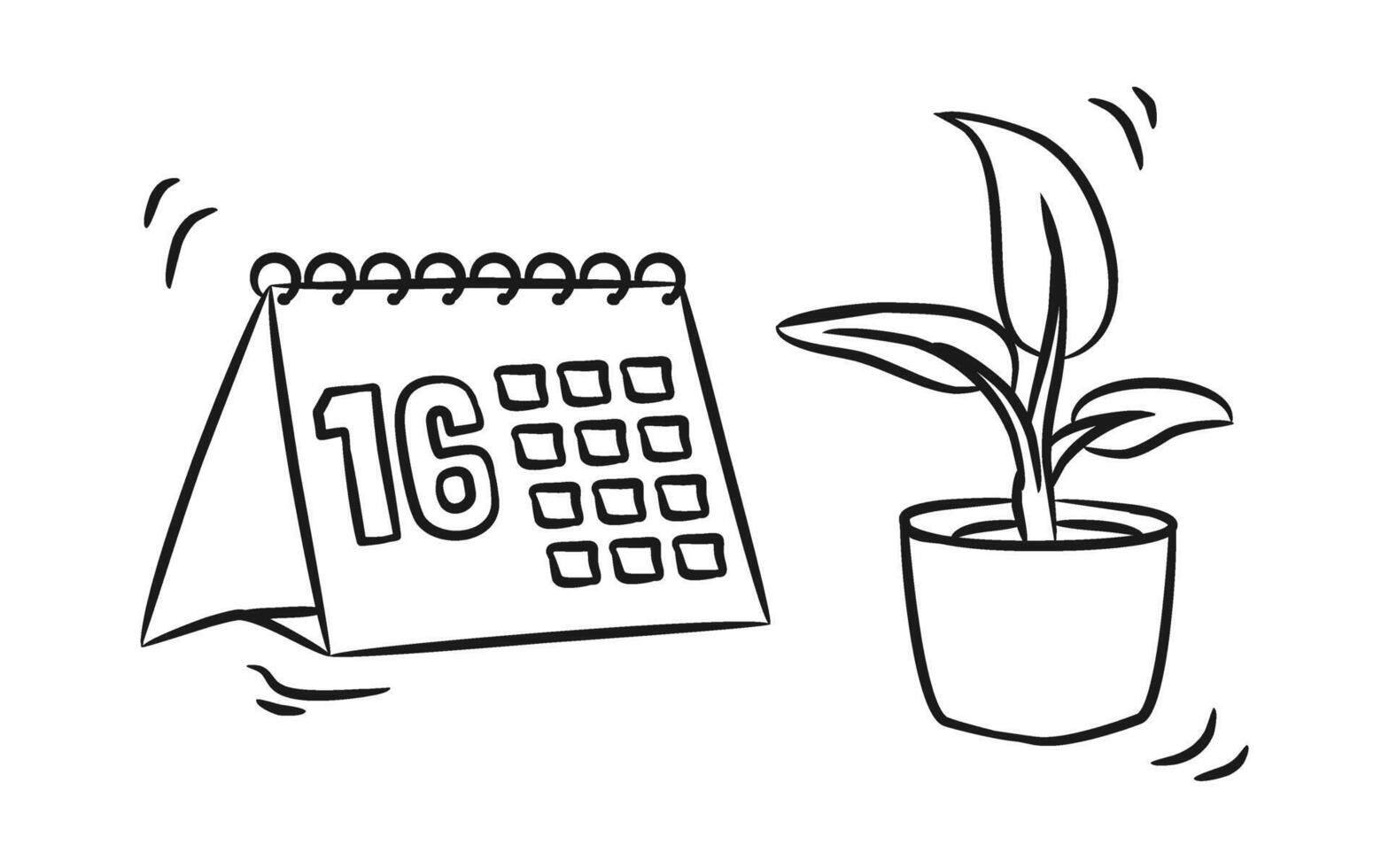 Calendar Table Beside A Potted Plant vector