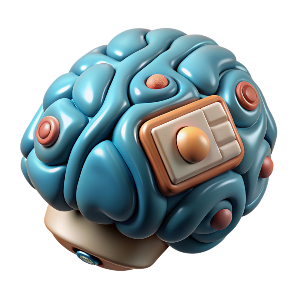 beautiful modern Digital Brain Interface Top View Isolated Element original png