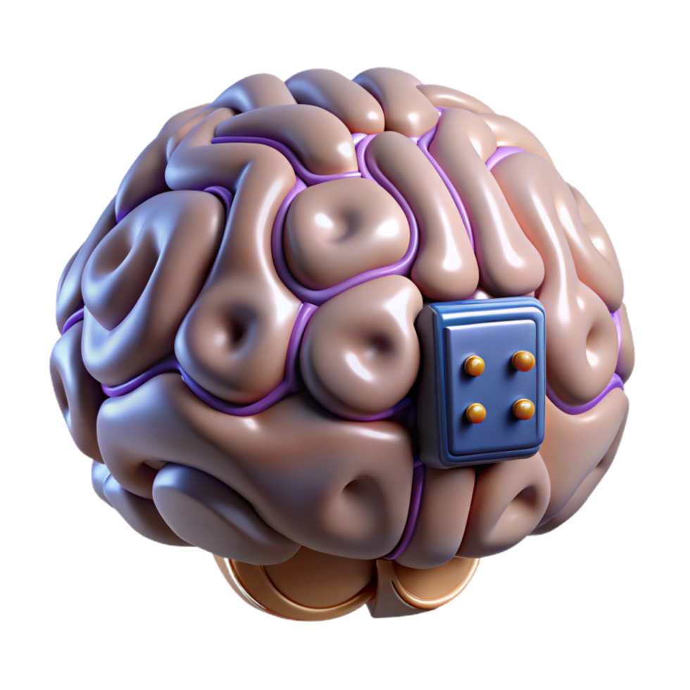 serene abstract Digital Brain Interface Top View Isolated Element original png