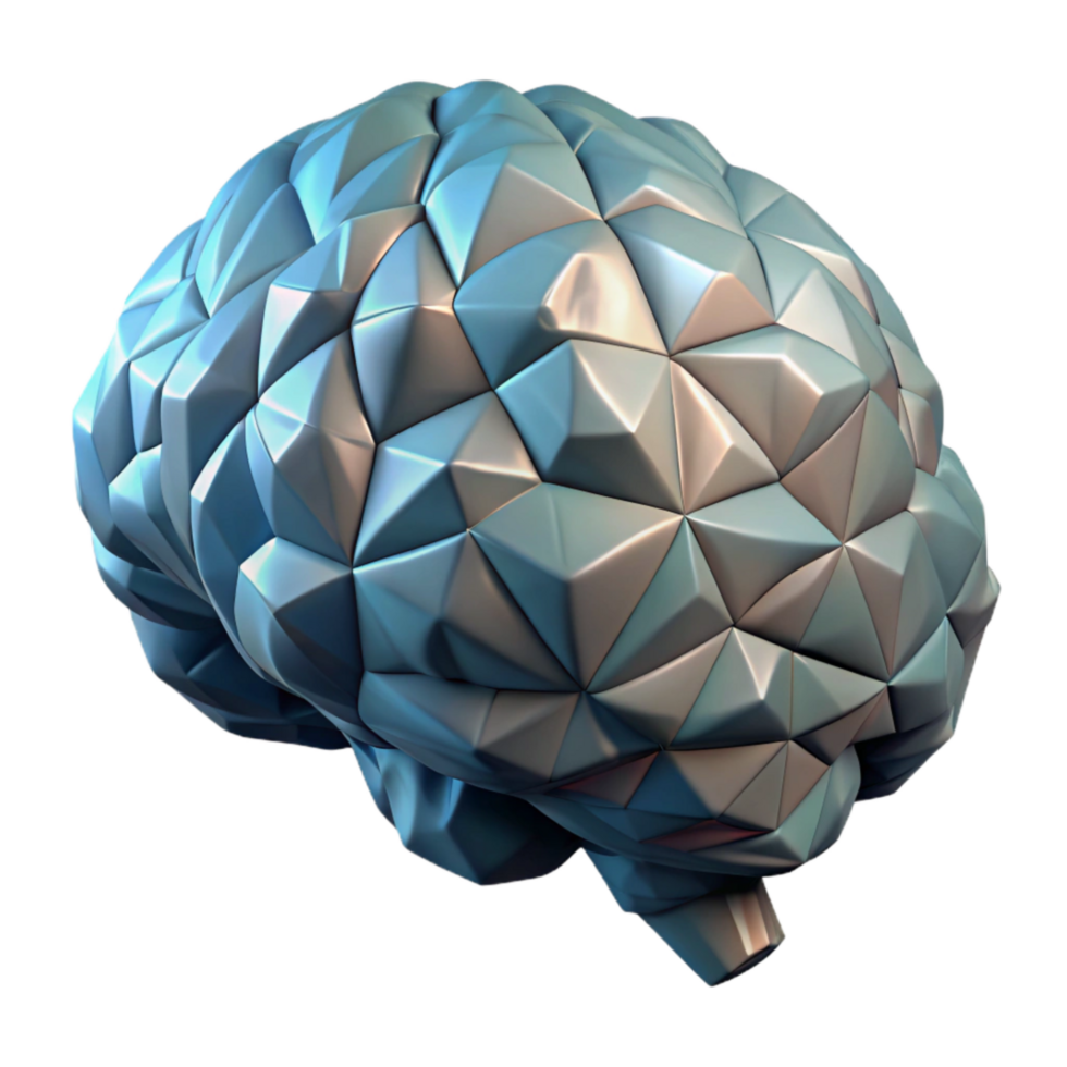 impressive minimalist Digital Brain Model Polygon Art Transparent Background high quality png