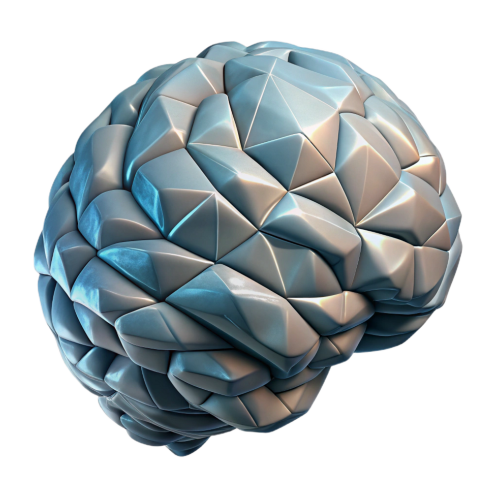 elegant vintage Digital Brain Model Low Poly Design Transparent Background professional png