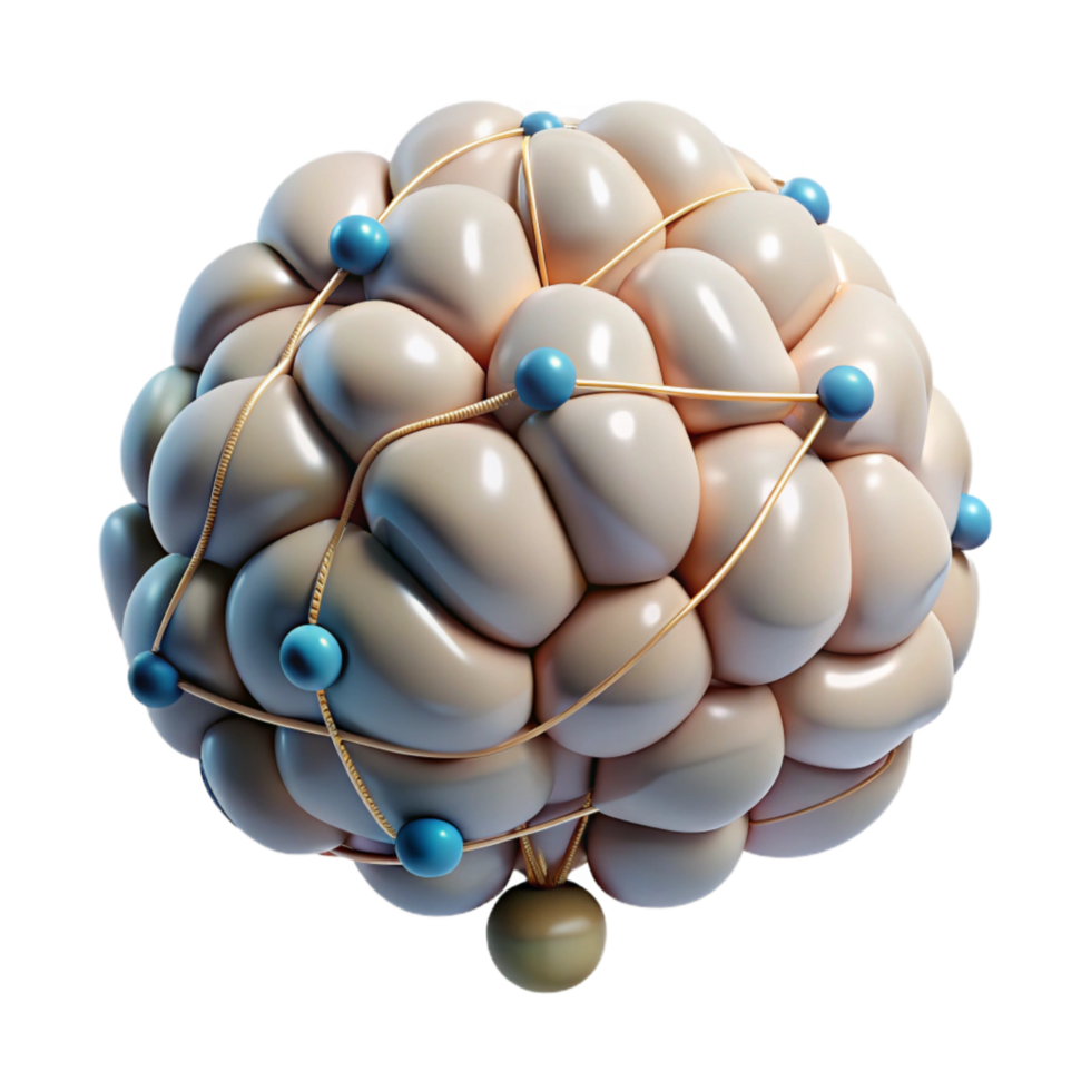 magnificent vintage Digital Brain Network Complex Structure Transparent Background high resolution png
