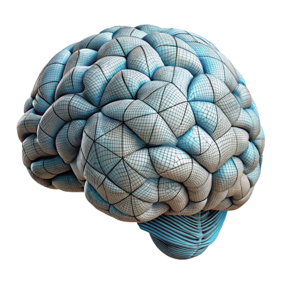 wonderful abstract Digital Brain Model Wireframe View Transparent Background professional png