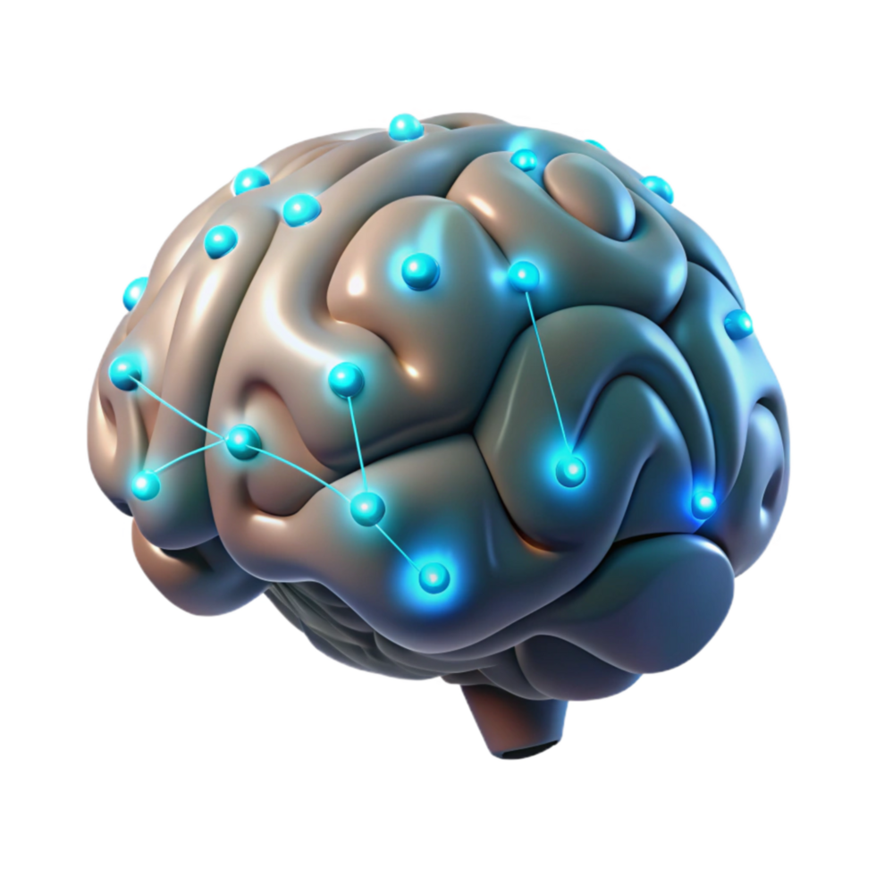 vibrant creative Digital Brain Scan with Highlighted Areas Isolated original png