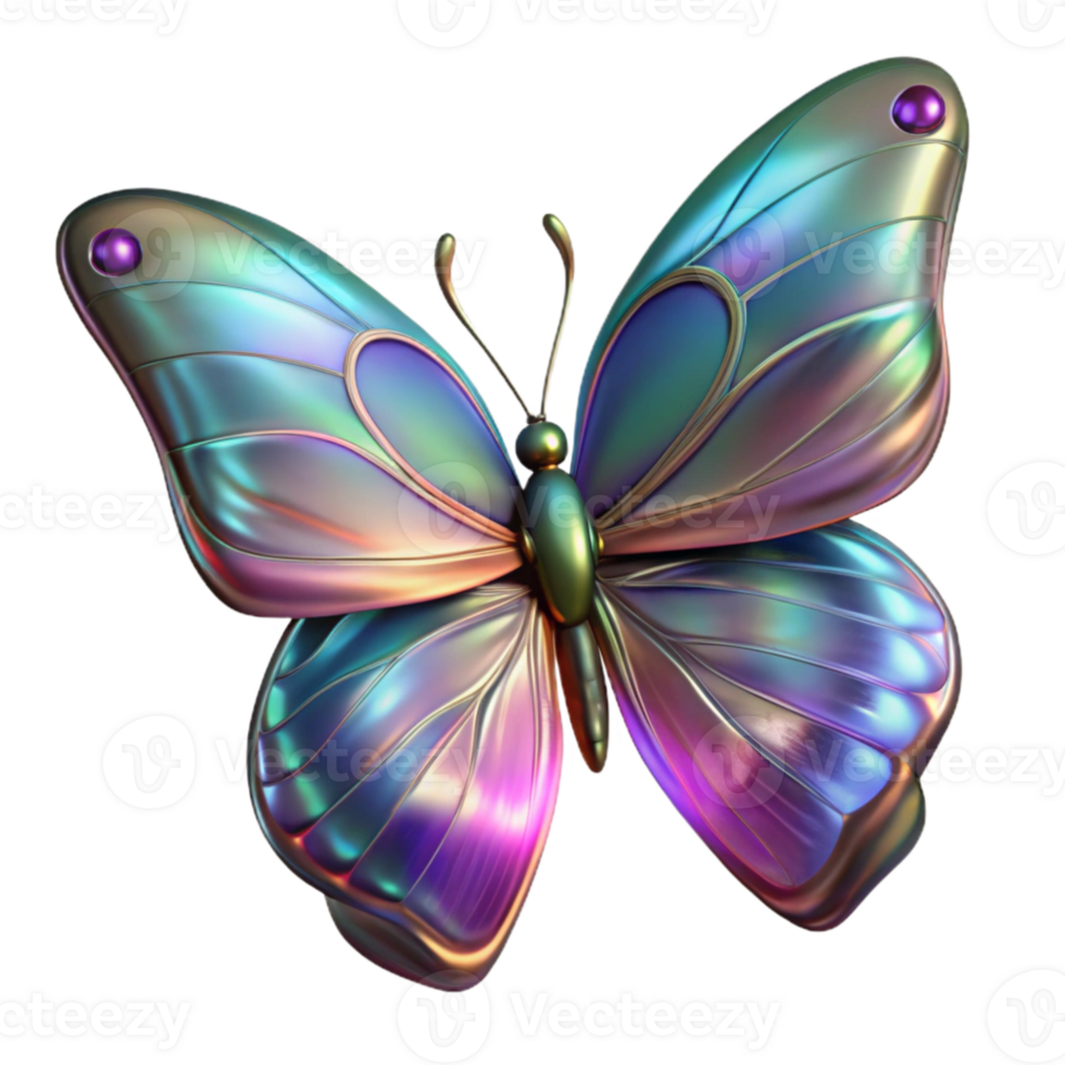 wonderful minimalist Digital Butterfly with Iridescent Wings Isolated on Transparent Background genuine png