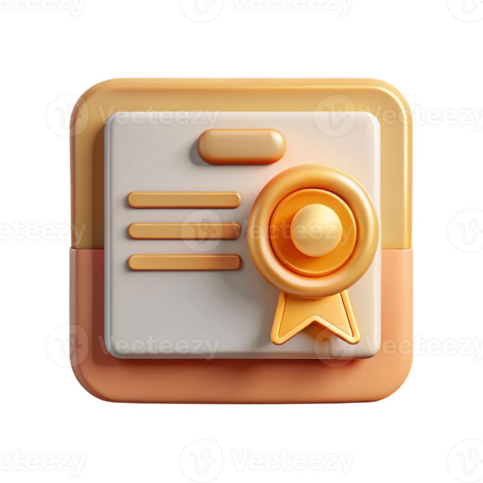 wonderful modern Digital Certificate Icon Cutout with Gold Seal high quality png