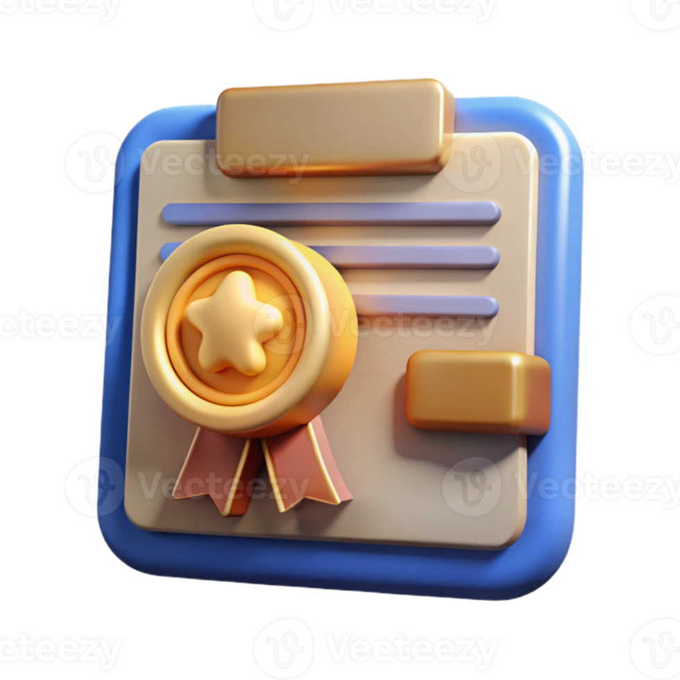 magnificent classic Digital Certificate Icon Cutout with Gold Seal high resolution png
