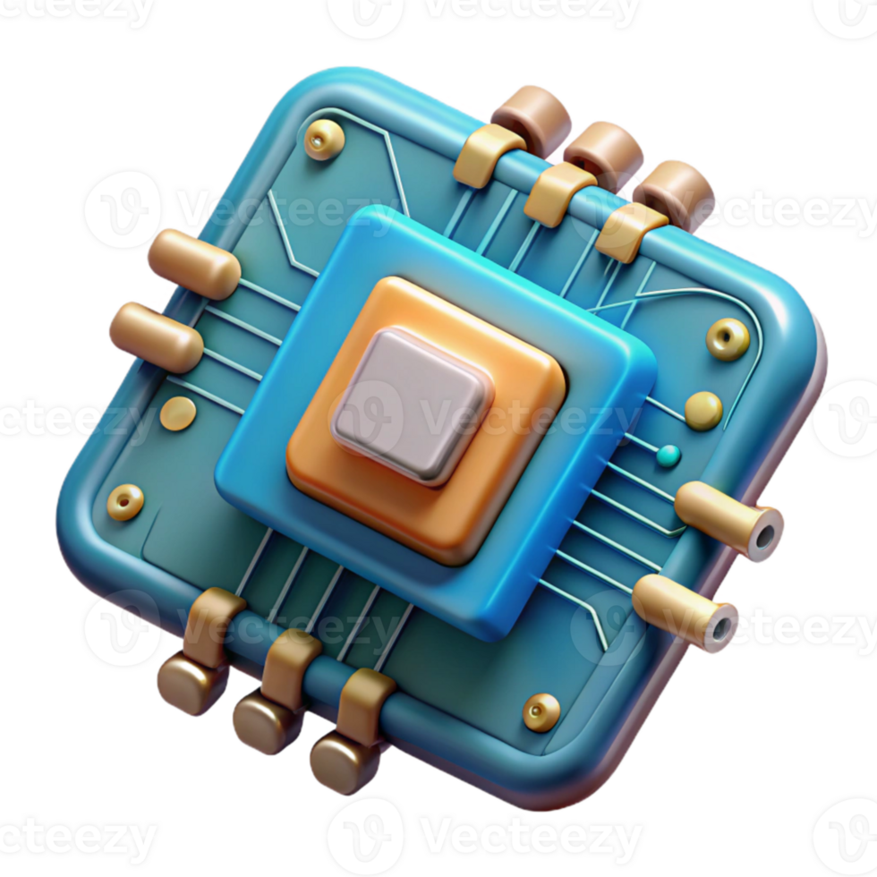 serene abstract Digital Circuit Board Cutout with Component Details detailed png