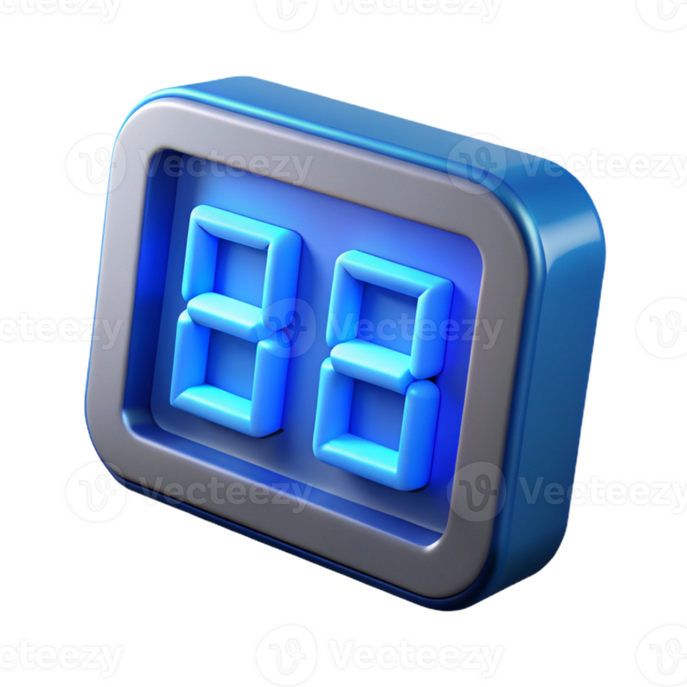 beautiful contemporary Digital Clock Display Blue Led Transparent Background original png