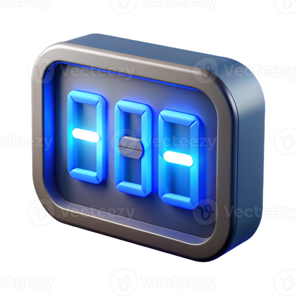 elegant modern Digital Clock Display Blue Led Transparent Background genuine png