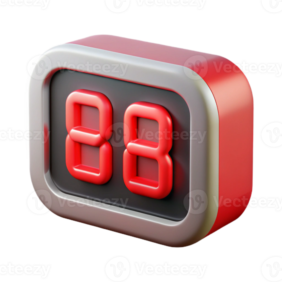 serene modern Digital Clock Display Red Led Transparent Background authentic png