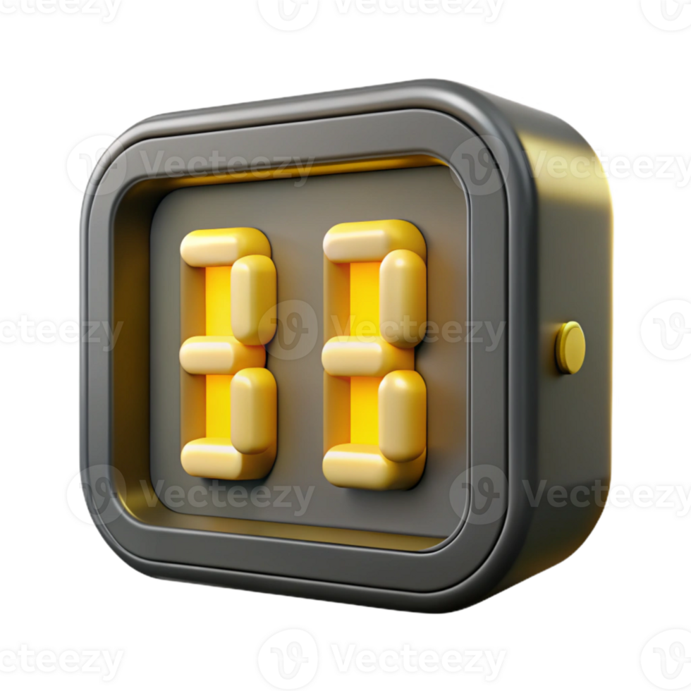 impressive creative Digital Clock Display Yellow Led Isolated original png