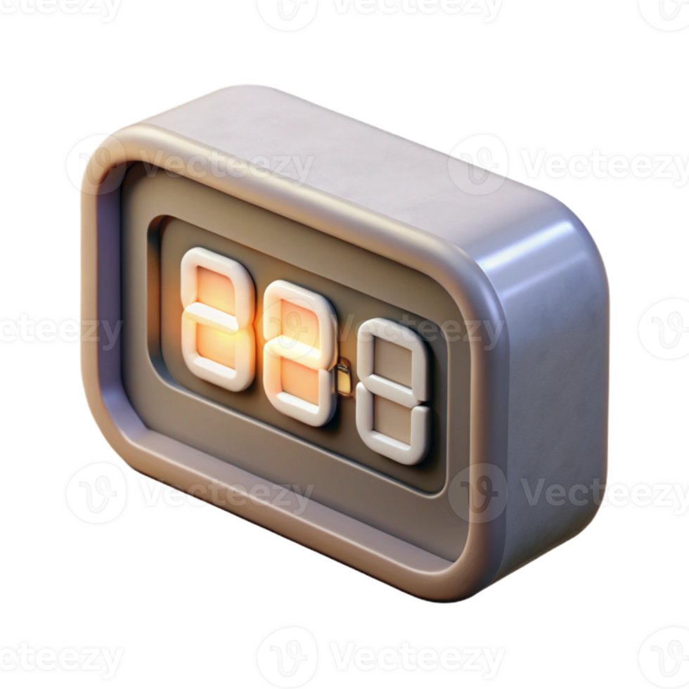 beautiful rustic Digital Clock Display White Led Isolated 4K png