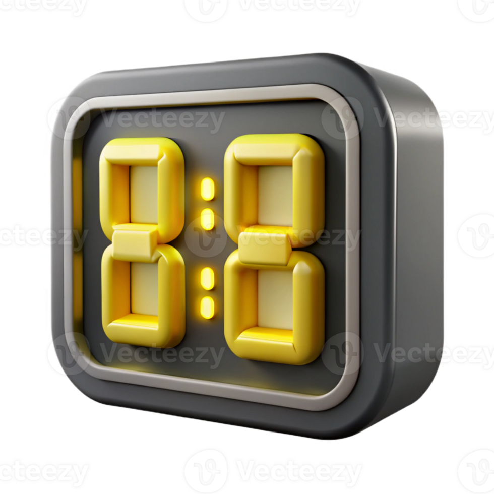 magnificent rustic Digital Clock Display Yellow Led Isolated professional png