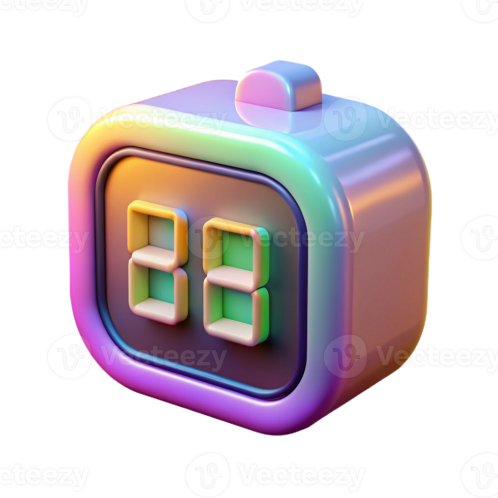 vibrant classic Digital Clock Glitching Time Loop Transparent Background professional png