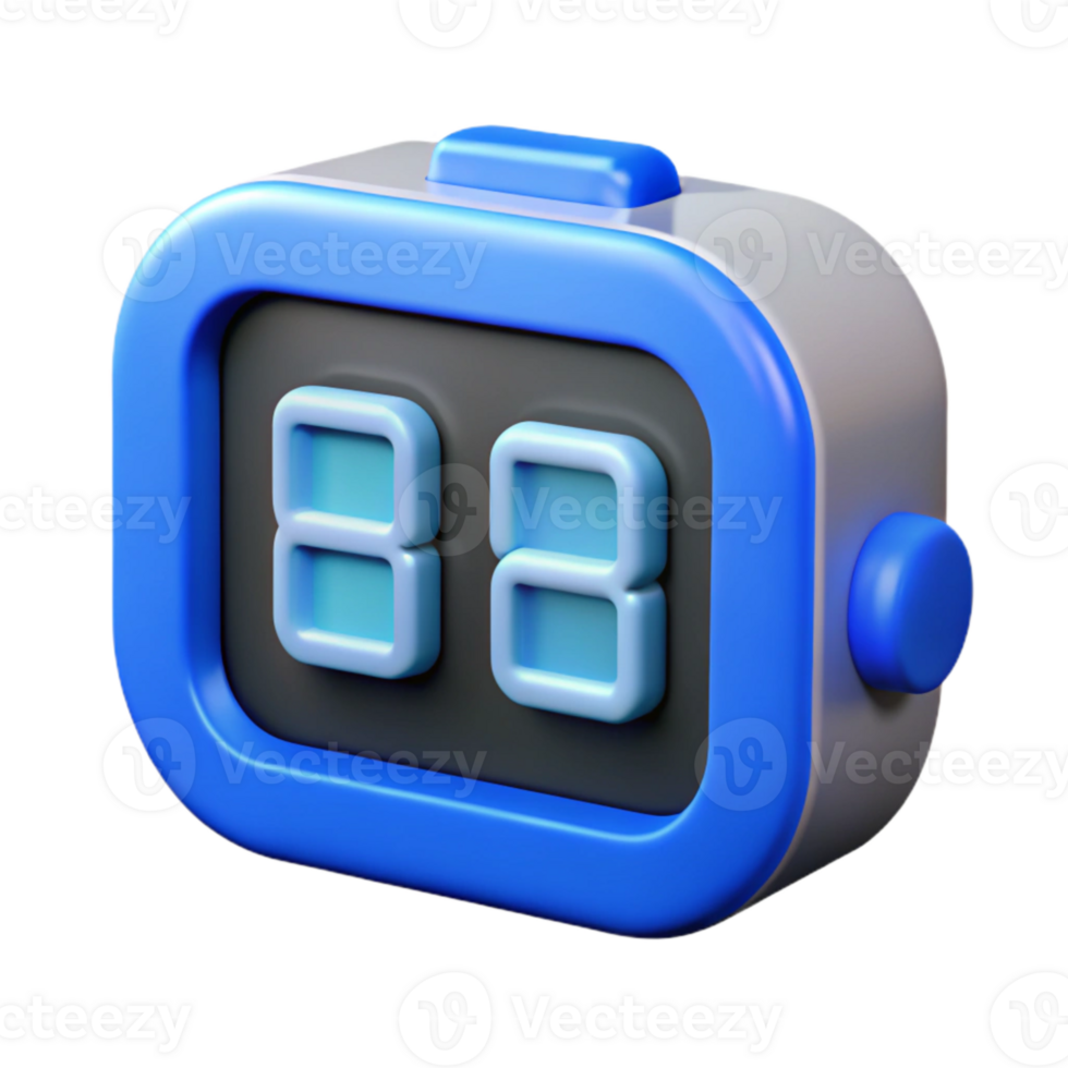 elegant modern Digital Clock Time Display Blue Digits Cutout genuine png