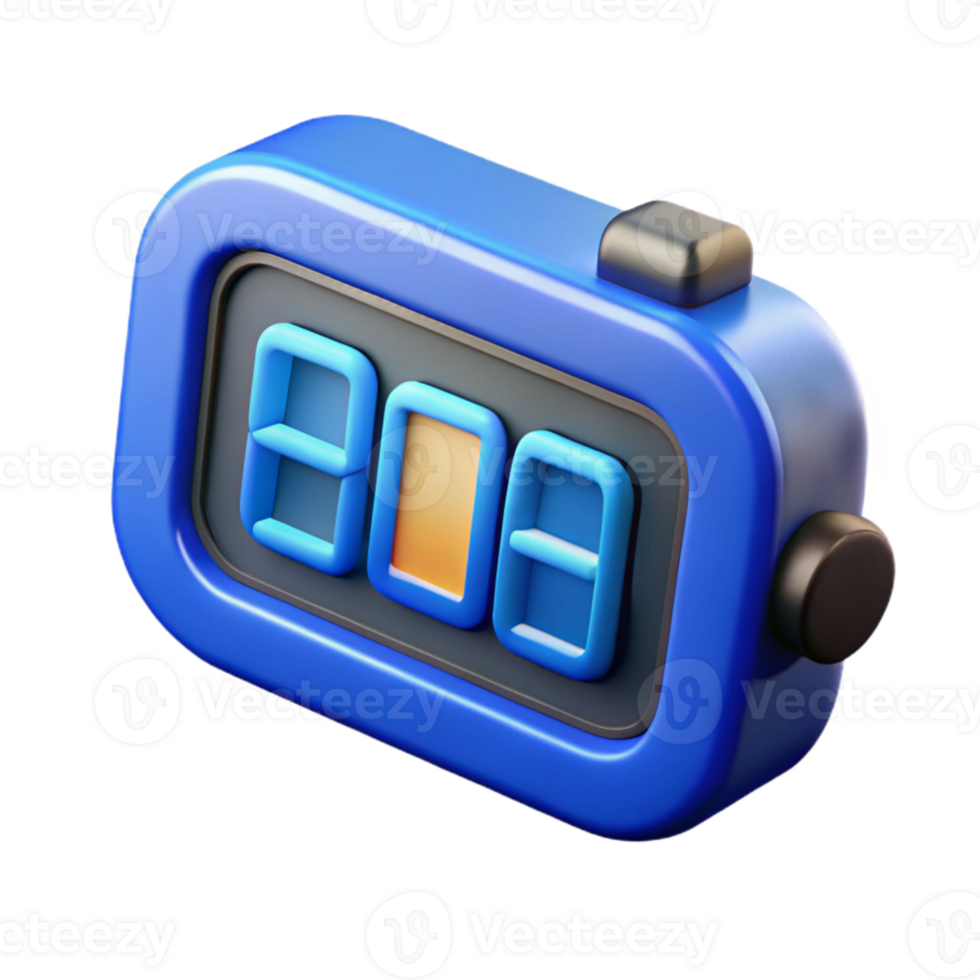 beautiful artistic Digital Clock Time Display Blue Digits Cutout authentic png