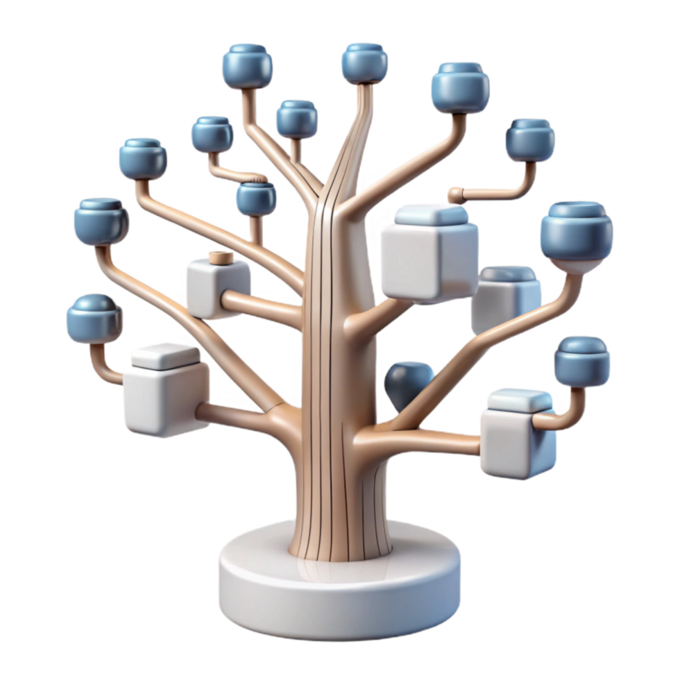 serene vintage Digital Evolution Abstract Tree with Data Branches Cutout authentic png
