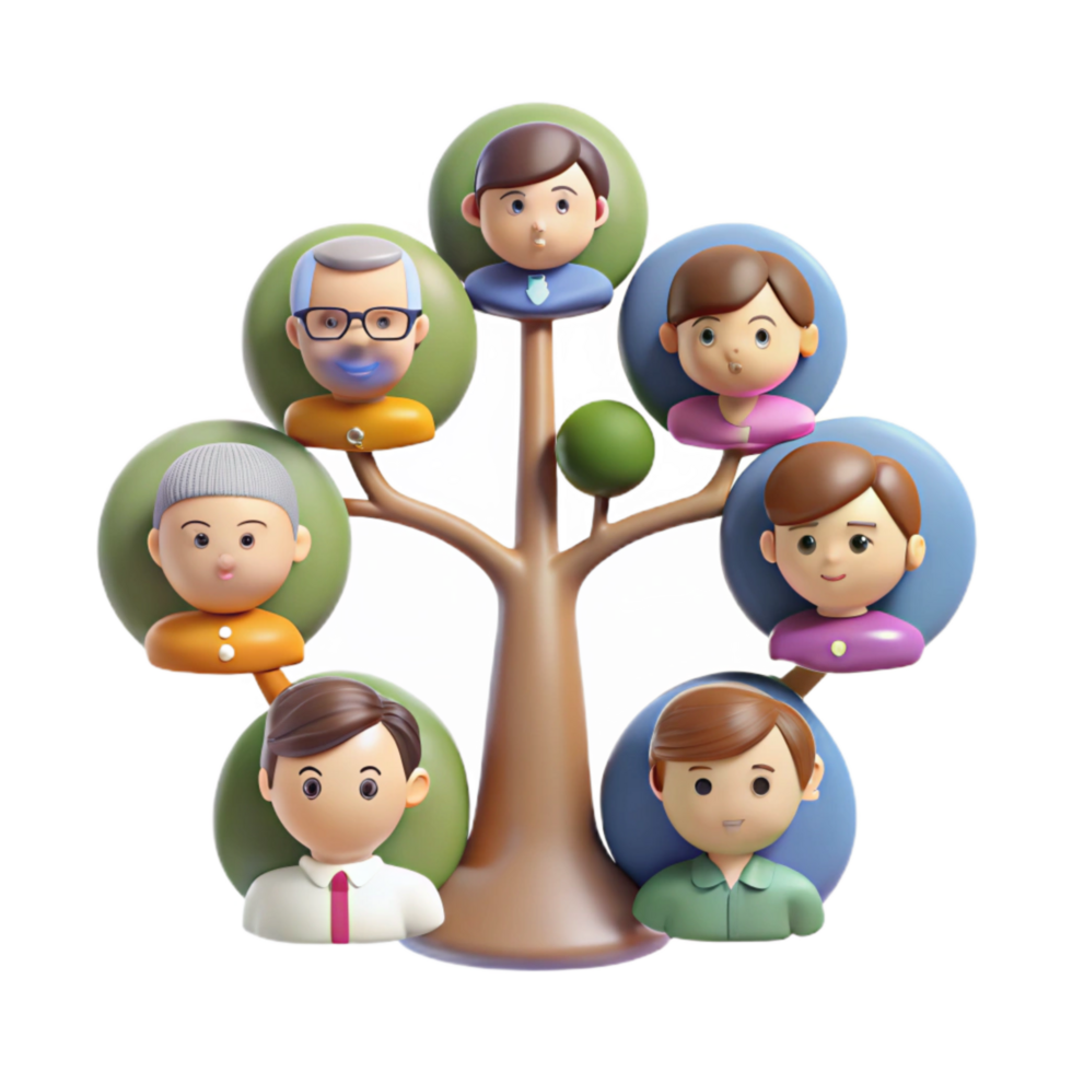 serene vintage Digital Family Tree Connecting Generations Cutout professional png