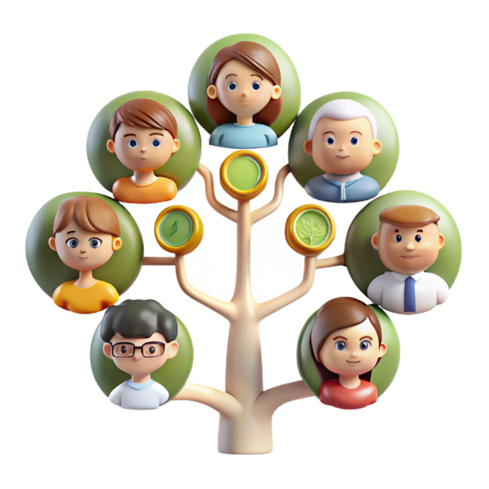 serene traditional Digital Family Tree Connecting Generations Cutout professional png