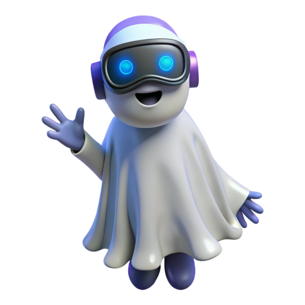 impressive vintage Digital Ghost in Virtual Reality Transparent Background premium png