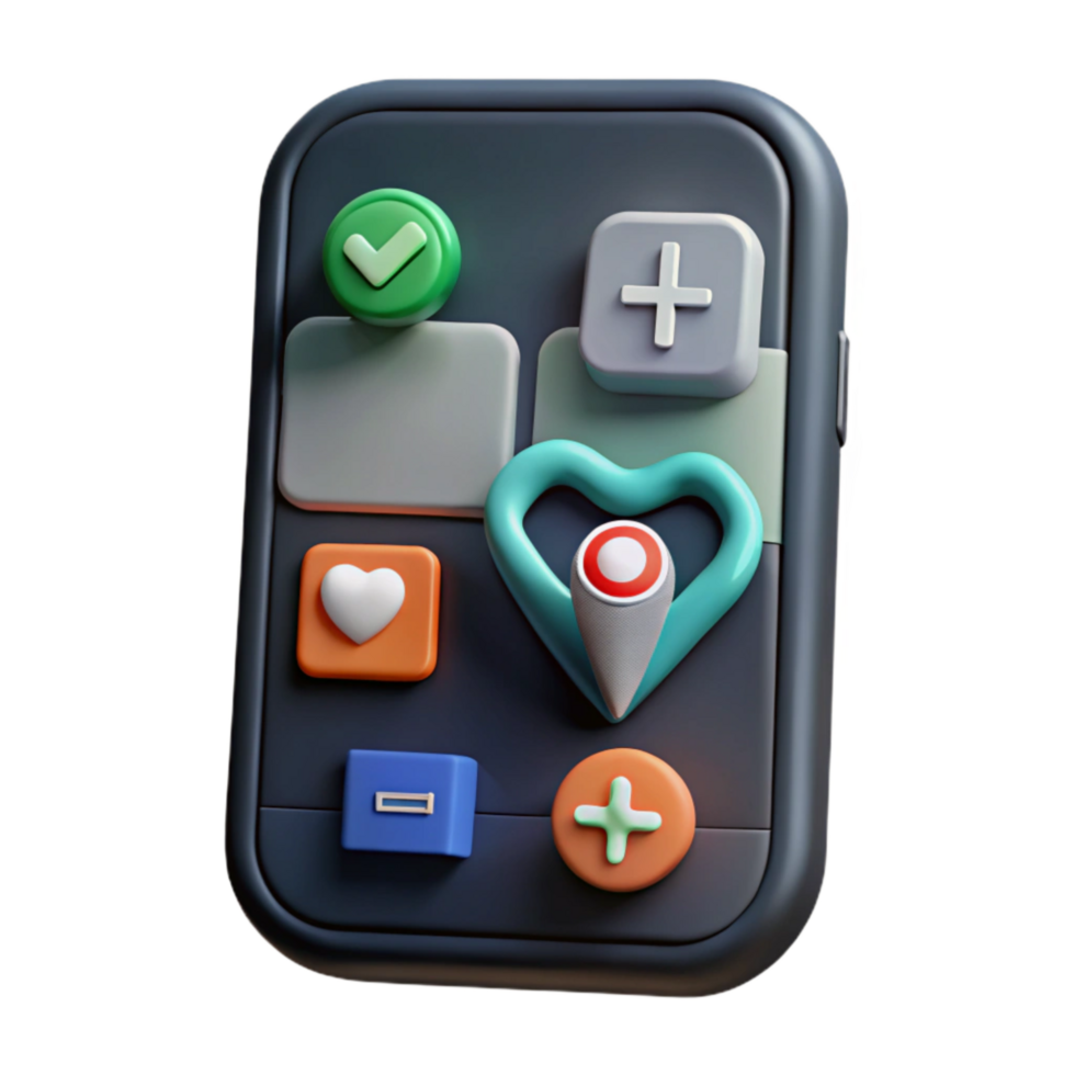 serene modern Digital Health App Interface Dark Mode Transparent Background exclusive png