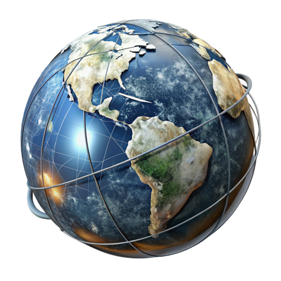 beautiful modern Digital Globe with Satellite Orbits Transparent high resolution png