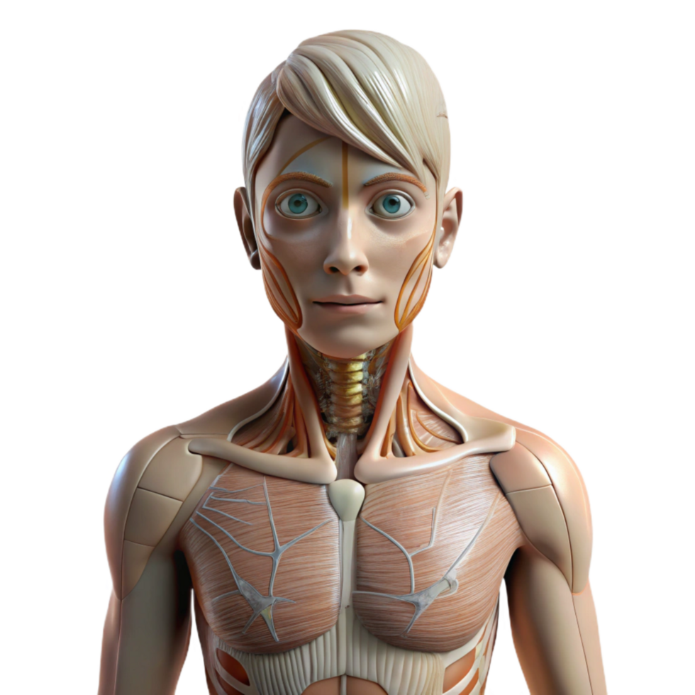 wonderful artistic Digital Human Body with Anatomical Labels Isolated exclusive png