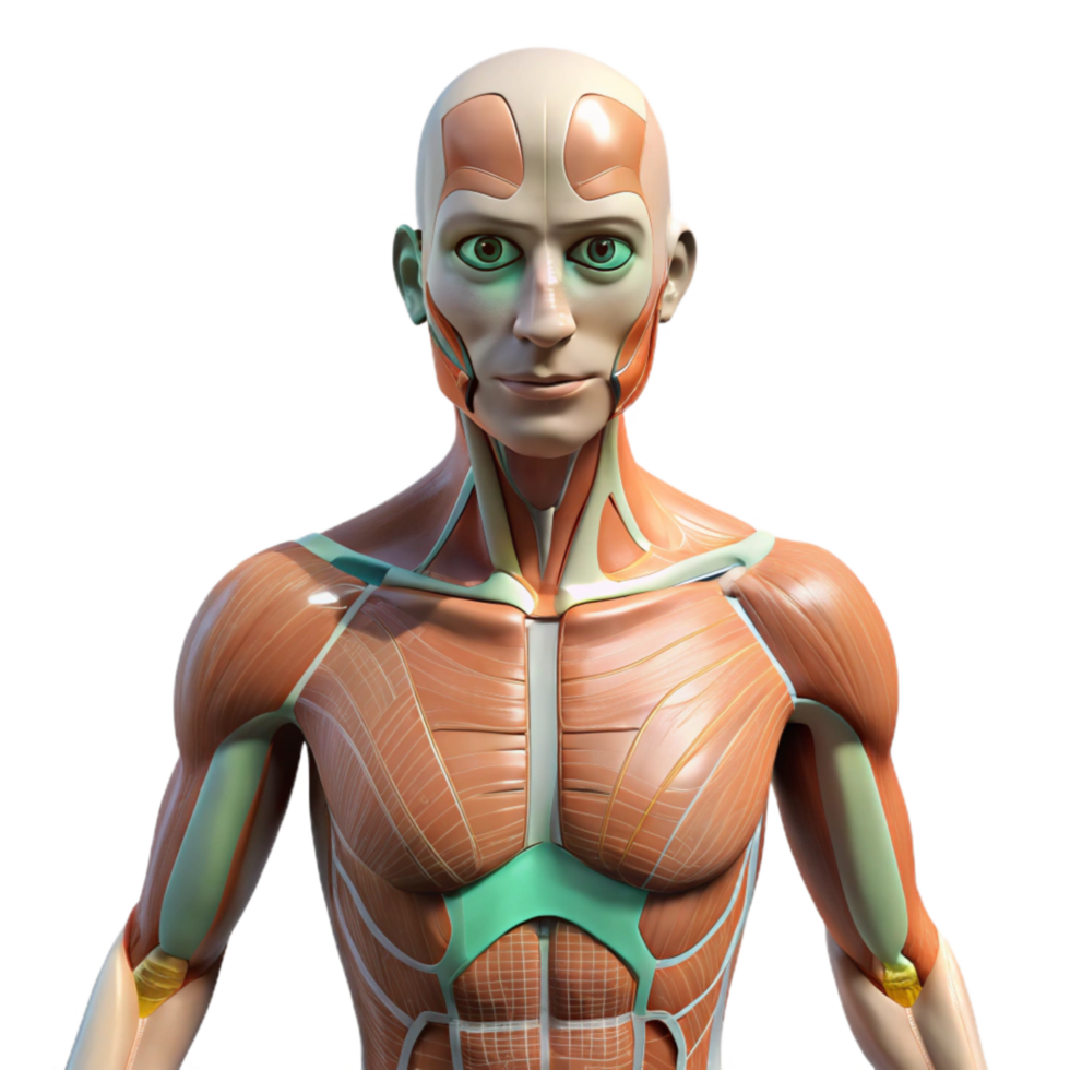 wonderful classic Digital Human Body with Anatomical Labels Isolated premium png
