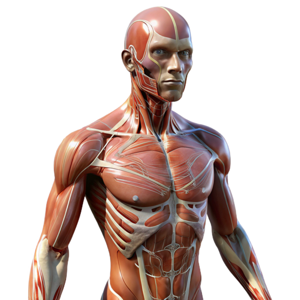 beautiful contemporary Digital Human Body with Anatomical Labels Isolated premium png