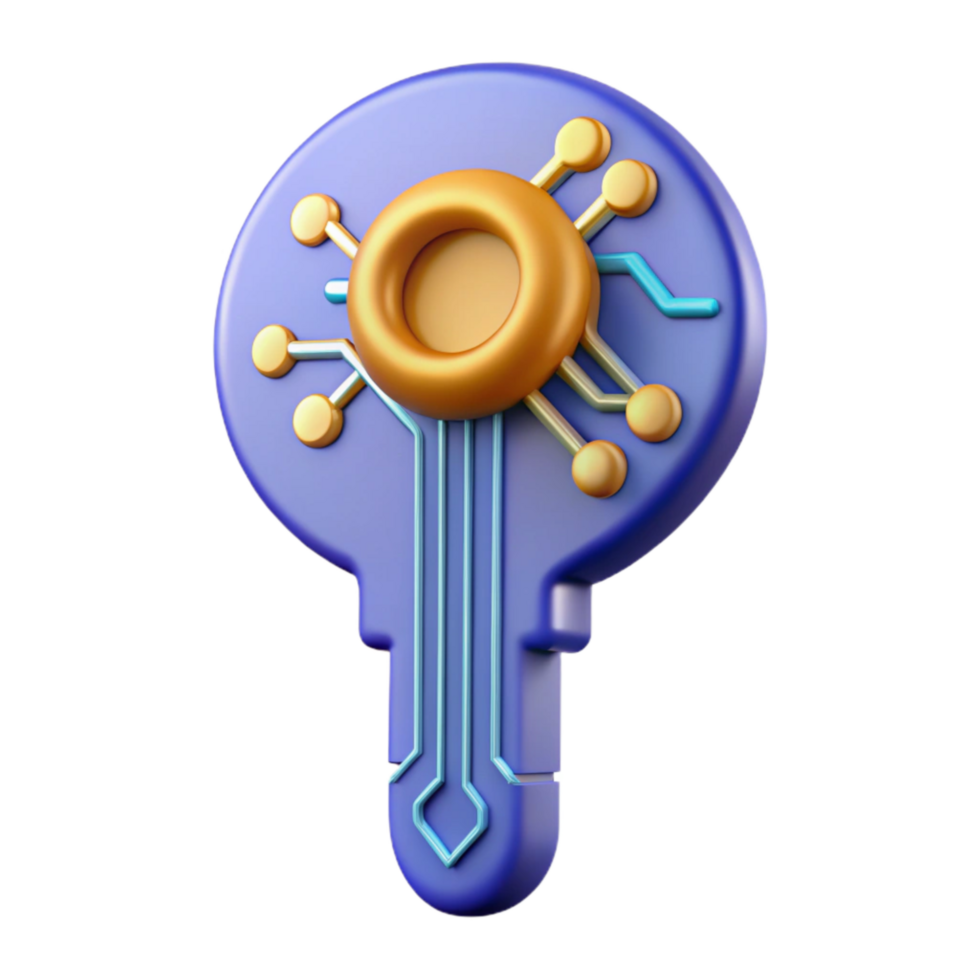magnificent artistic Digital Key Icon with Circuitry Design Cutout genuine png