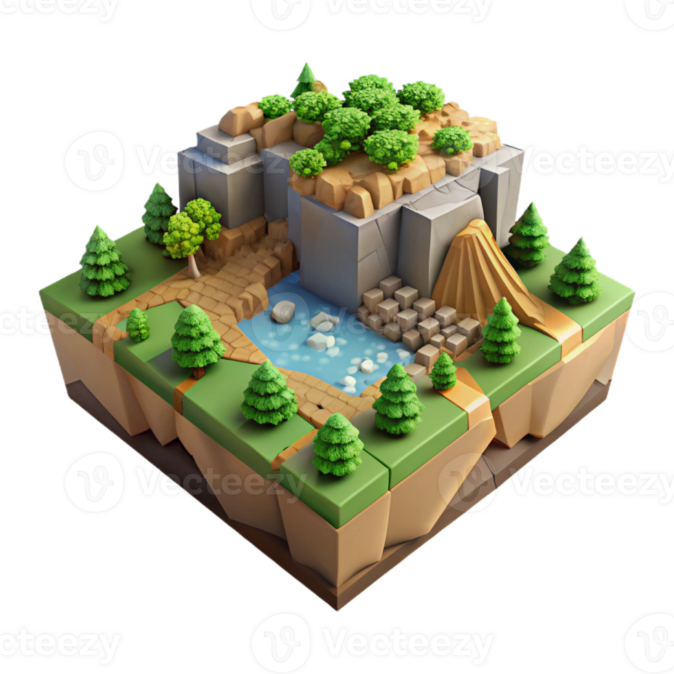 wonderful contemporary Digital Landscape Pixelated Terrain Cutout detailed png