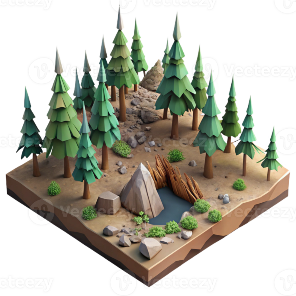 dramatic modern Digital Landscape Restoration Isolated Forest Regrowth professional png